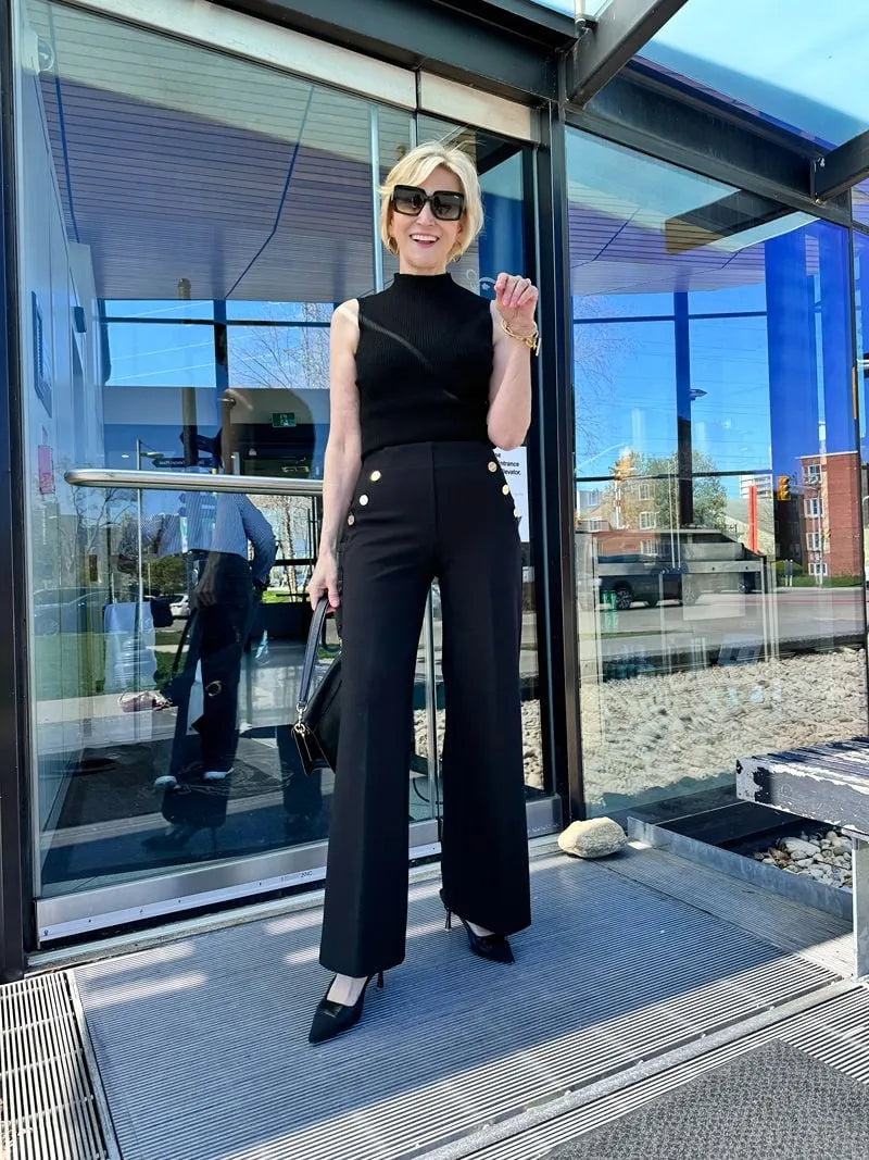 💕Broek met brede pijpen met buikcontrole en knoop