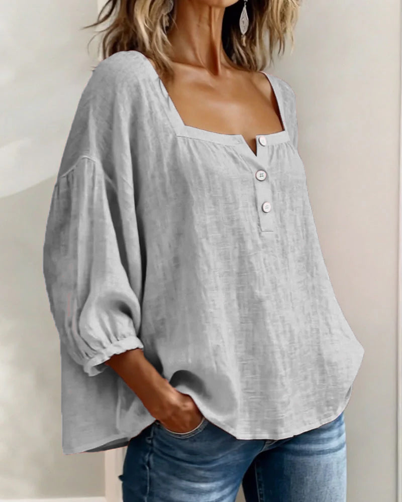 Janne | Eenvoudige blouse met lange mouwen